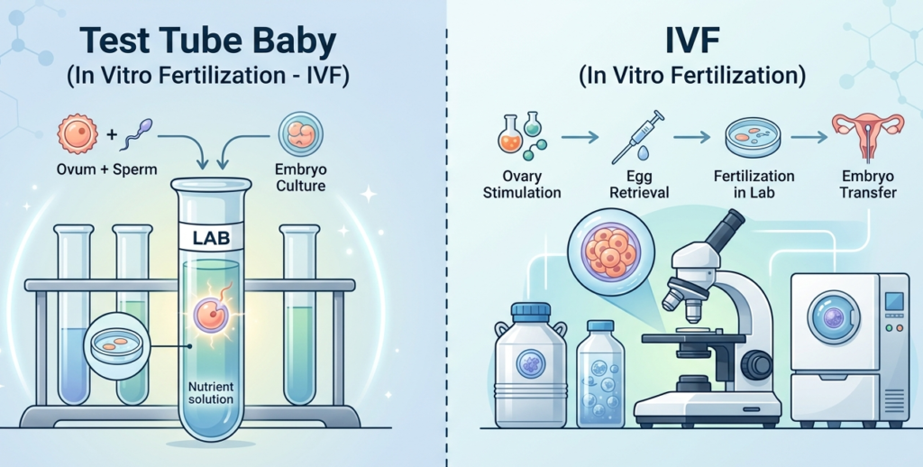 test tube baby vs ivf